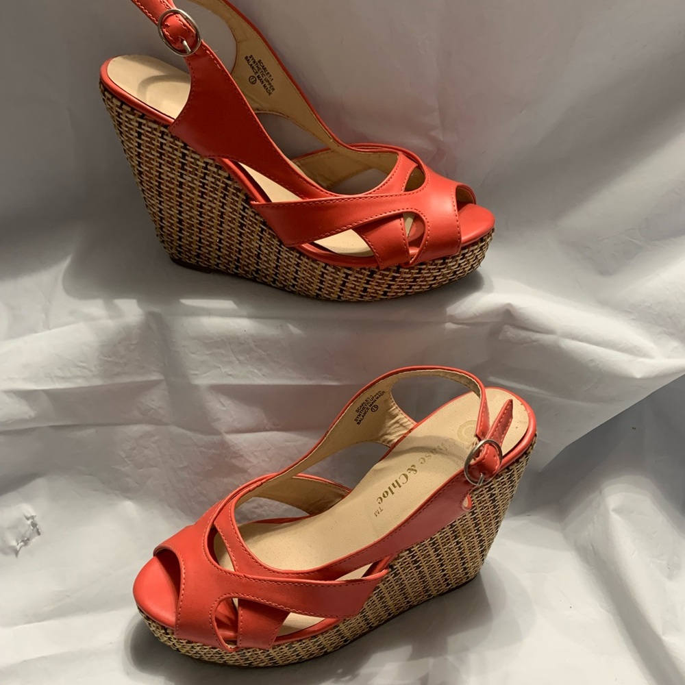 Orange Wedge Heels